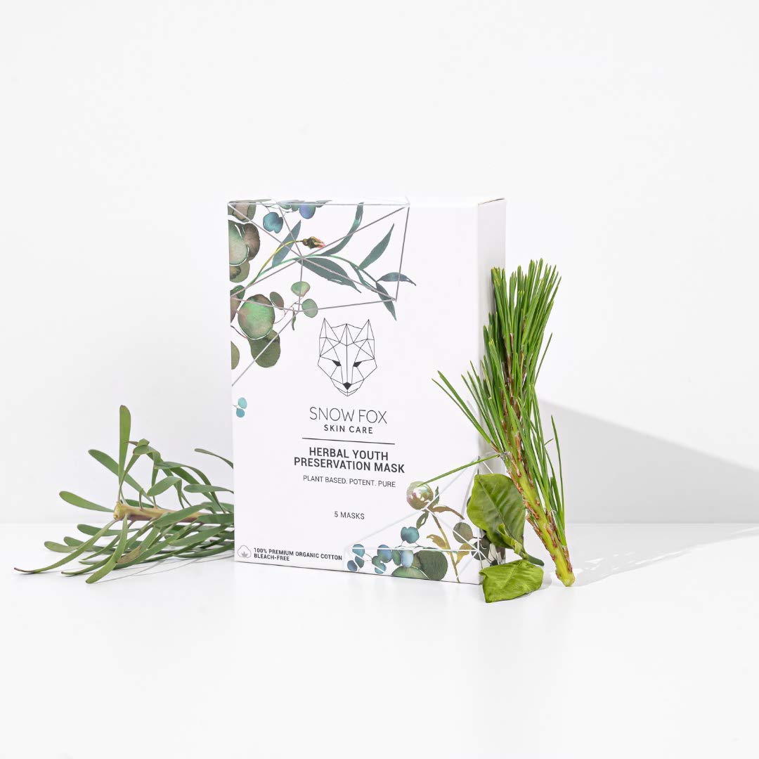 Snow Fox Herbal Youth Mask – 1 Pack Anti-Aging, Hydrating and Firming Mask with Super Greens Herbs that Boost Collagen and Elasticity Production for a Radiant Youthful Glow
