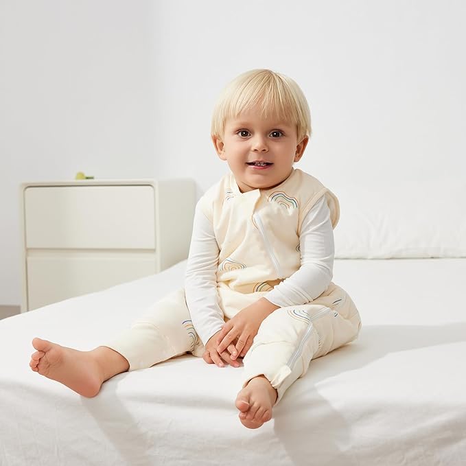 Duomiaomiao 2.5 TOG Toddler Sleep Sack 12-24 Months 100% Cotton Winter Side Open Zipper Baby Sleep Sack with Feet, Warm Toddler Wearable Blanket