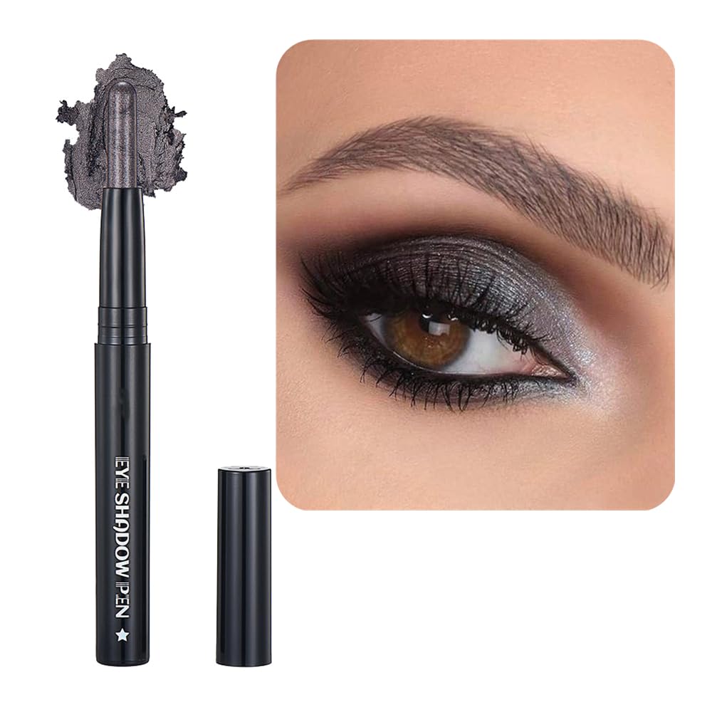 Dark Gray Eyeshadow Stick Makeup, Cream Shimmer Eye Shadow Pencil, Hypoallergenic Waterproof Long Lasting Crayon, Smooth Glitter Primer Palette Eyeliner Make up