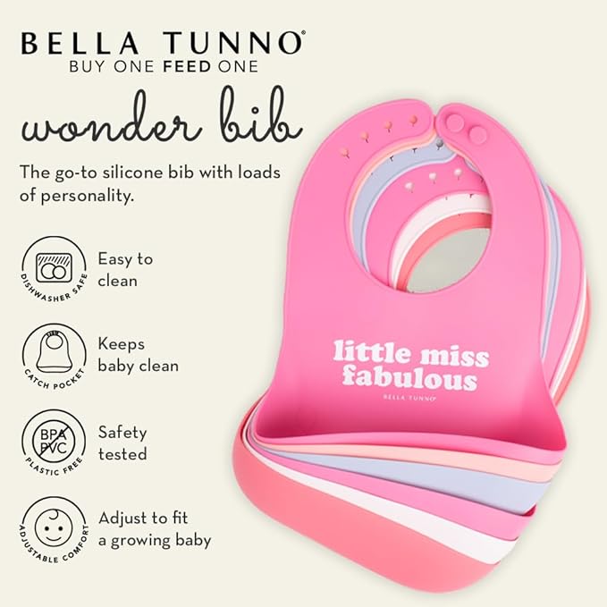 Bella Tunno Baby Bib for Eating, Waterproof Silicone Bib with Large Food Catcher, Adjustable Fit for Babies 4-12 months & Toddlers 1-3 Years, Boys & Girls, Lets Take a Selfie
