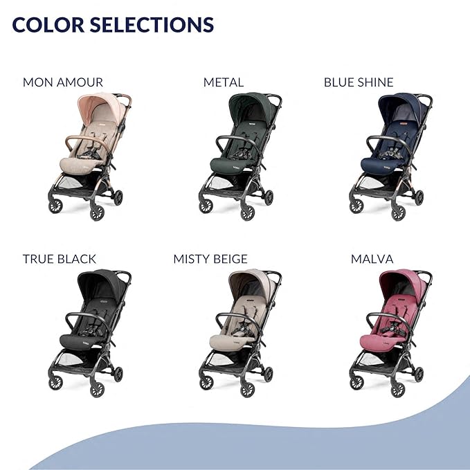 Peg Perego Volo, Ultra Lightweight Carry On Compliant Travel Stroller, Adjustable Features & Reclining Seat - Designed for Everyday Comfort from Newborn to 50lbs, Misty Beige (Light Greige)