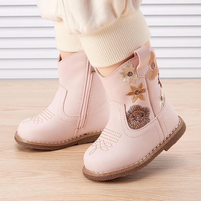 BMCiTYBM Baby Cowboy Cowgirl Boots Infant Western Shoes Boys Girls Round Toe Boots All Seasons 6-24 Months