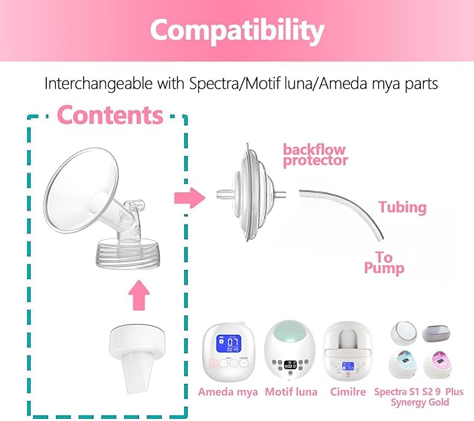 28mm 2 pc Flange Compatible with Spectra S2 S1 9 Plus Ameda MYA Motif Luna Breastpumps Replacement to Pump Parts and Flange. Compatible with Spectra Parts/Accessories