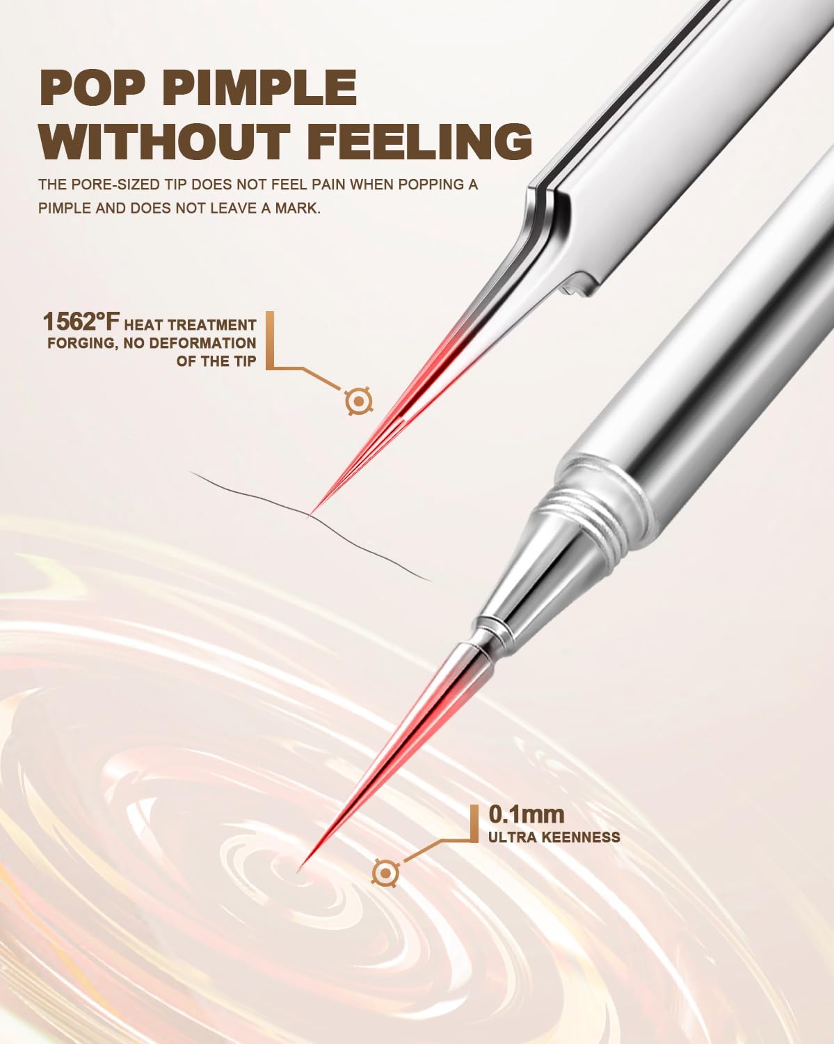 SGNEKOO Milia Remover Whitehead Extractor, Blackhead Tweezers with Angled Loop & Acne Needle Rose Gold in Case,Professional Facial Tool Kit