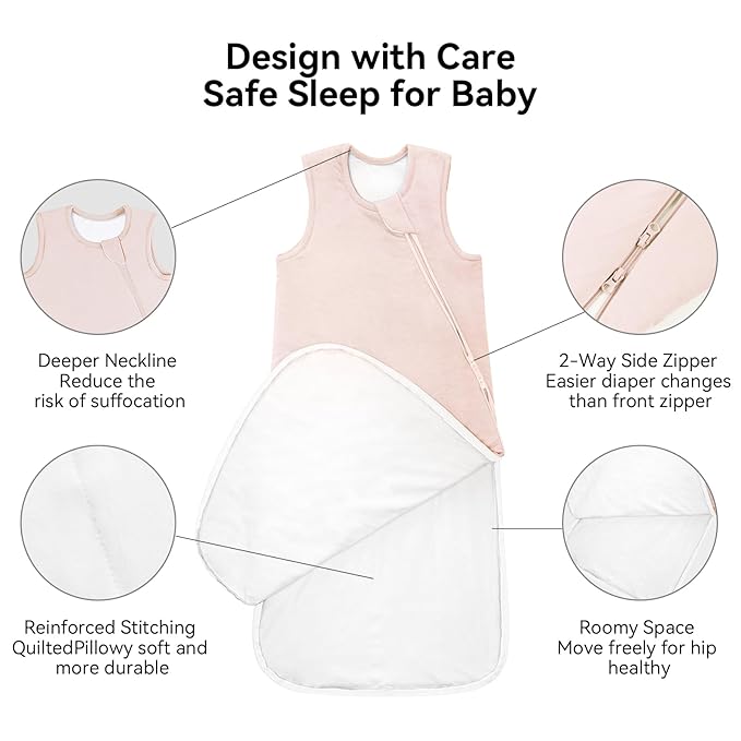BubblePanda Rayon Made from Bamboo Sleep Sack 0-6 Months 0.5 Tog Soft Newborn Sleep Sack 3-6 Months for Infant Babies 2-Way Zipper Wearable Blanket Baby 0-3 Months