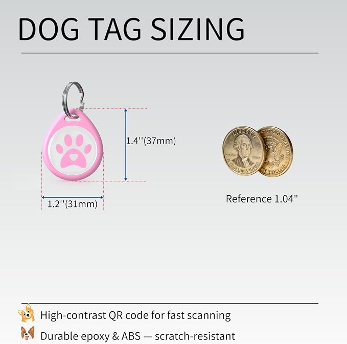 Smart QR Code ID Dog cat Tags for Collar Personalized for Pet Online Profile - Image 2