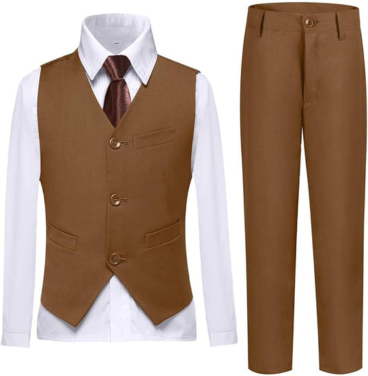 Boys Vest Set Formal Dress Suits Wedding Outfit Dresswear