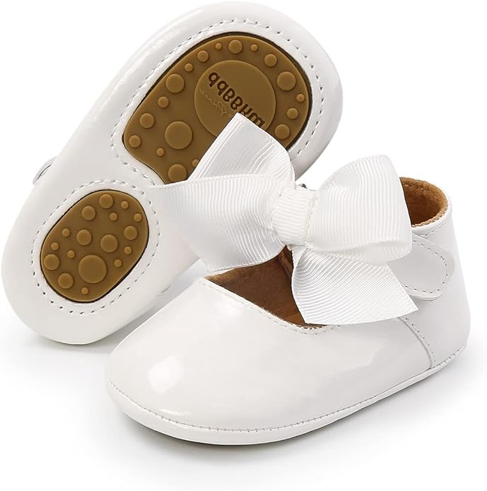 COSANKIM Baby Girls Mary Jane Flats Shoes Anti-Slip Rubber Sole Infant Toddler Princess Wedding Dress Shoes