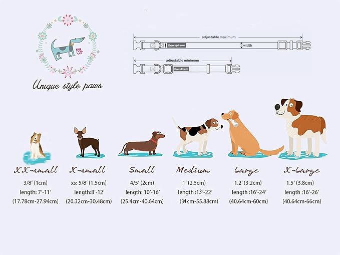 Unique style paws Dog Collar Metal Buckle Blue Pink Grid Collar Gift Durable - Image 5