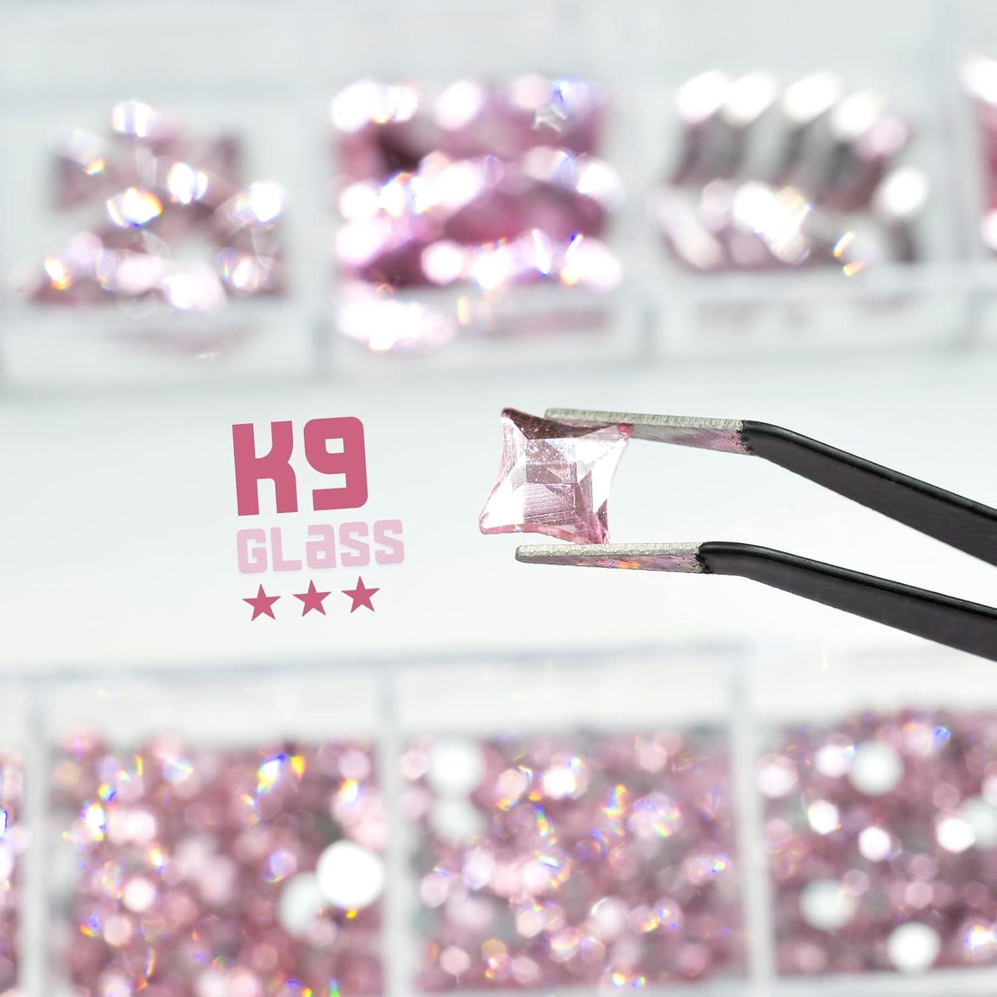 3 Boxes Light Pink Nail Rhinestones 240 Multi-Shapes Flatback Big Gems Round Beads K9 Glass Stones Diamonds Jewels Nail Art Charms for Nails Face Eyes Makeup DIY Crafts Tumblers Bottles Clothes