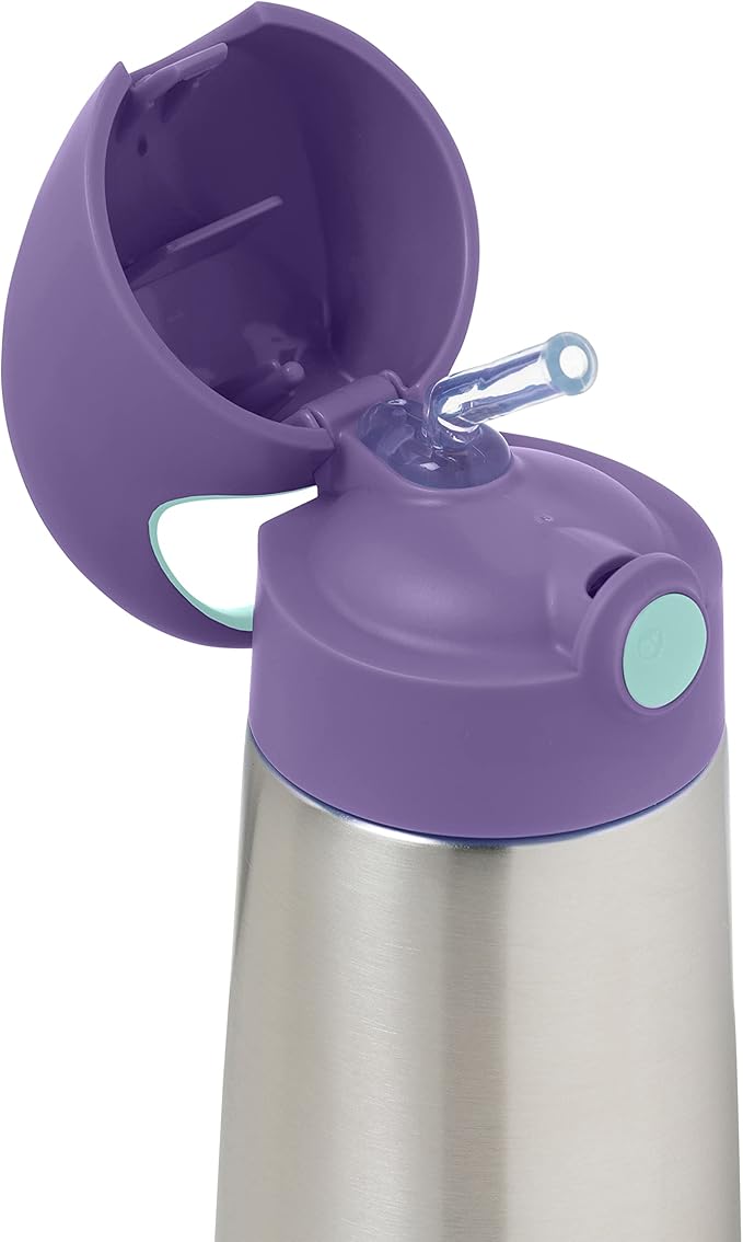 b.box 12 oz Insulated Water Bottle - Keeps Drinks Cold 8 Hours, Warm 6 Hours, Triple Wall Stainless Steel Kids Water Bottle w/Free Flow Silicone Straw, Leakproof & Dishwasher Safe
