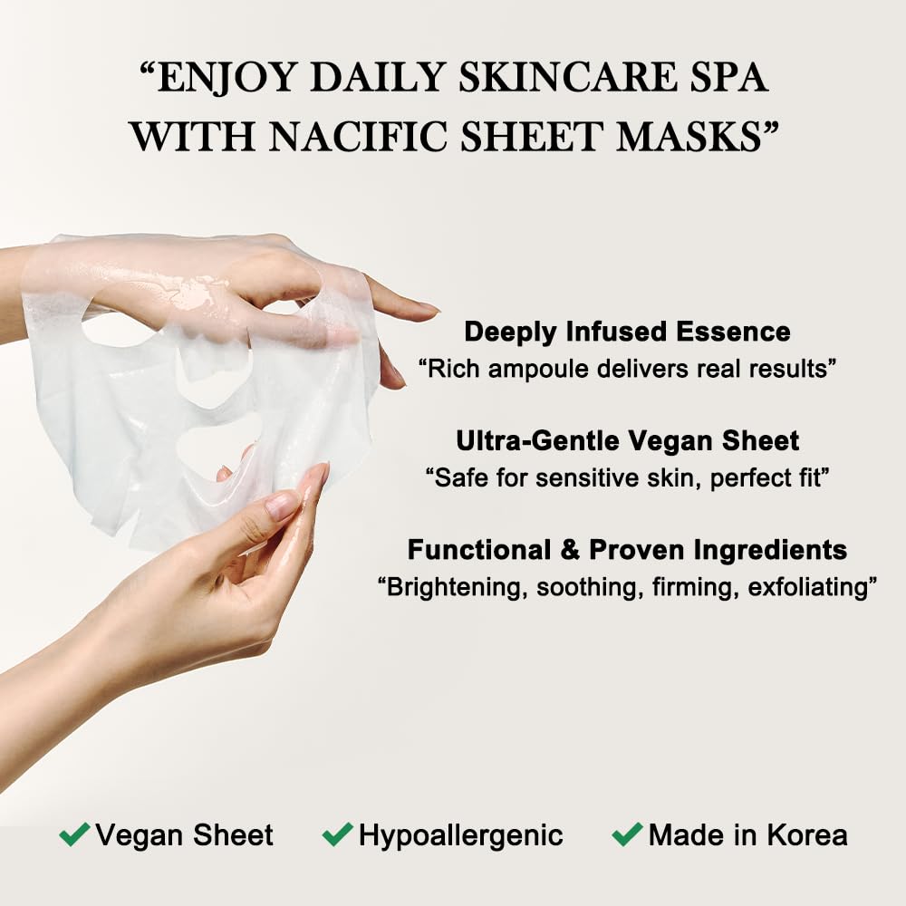 NACIFIC Face Masks Skincare Korean – Premium 10-Sheet Variety Pack for Ultimate Skin Nourishment – Hyaluronic Acid, Ceramide & Vitamin-Infused for All Skin Types