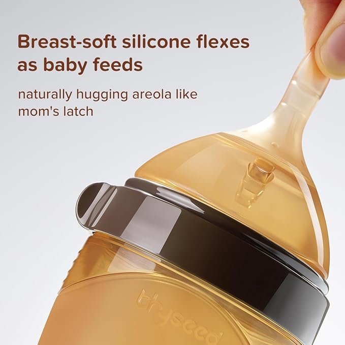 Thyseed Silicone Natural Breast-Like Bottle with Nipple(3-7 Months),8oz，1pack