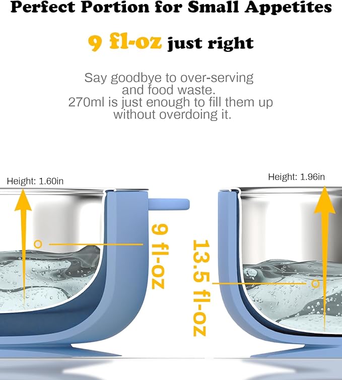 Baby Suction Bowls 4-Pack, 2-in-1 Stainless Steel 304 Toddler Bowl & Removable Silicone Suction Kids BowlNon Toxic Snack Container for Food Feeding, Twilight Meadow