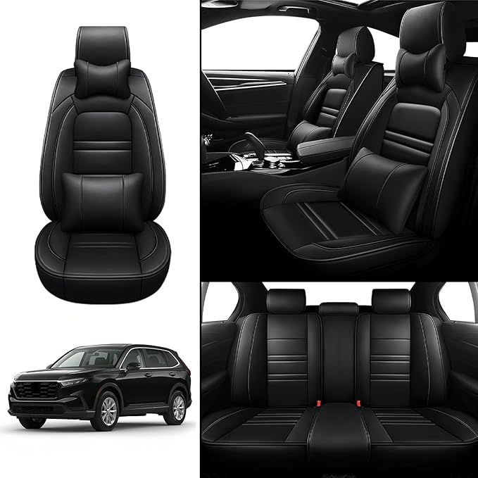 Car Seat Covers for Honda cr-v 2003-2025 | 5-Seats Seat Covers, Waterproof Seat Protectors, Automotive Seat Covers (Full Set with Pillow,Black)