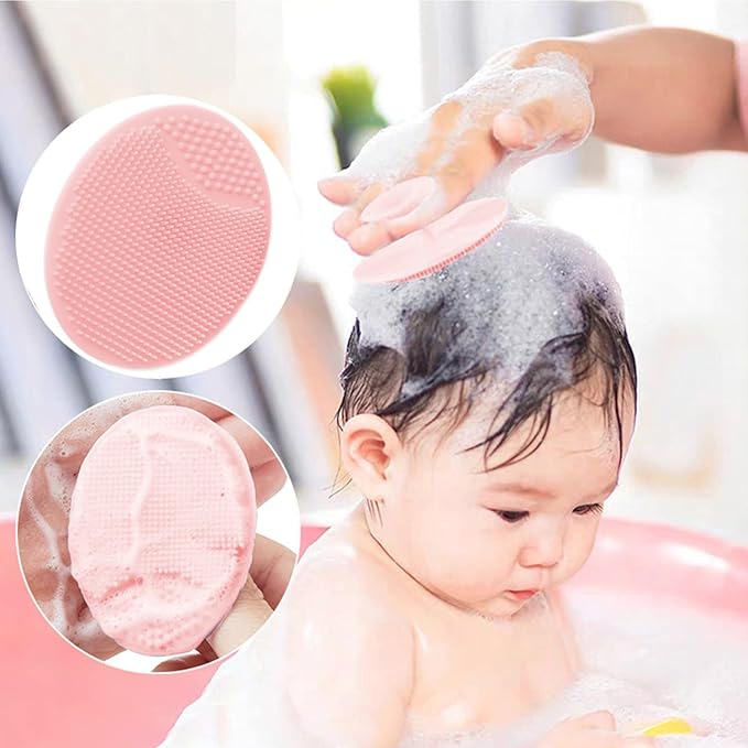 3PCS Baby Hair Brush with Wooden Handle and Comb Set for Newborns & Toddlers | Natural Soft Goat Bristles l Wood Comb l Pink Silicone Brush| Ideal for Cradle Cap