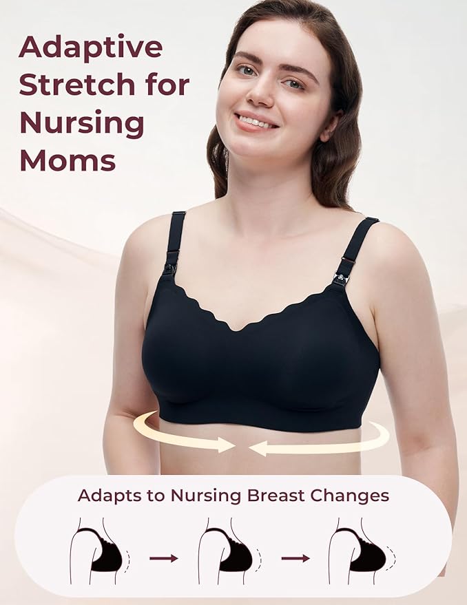 Momcozy 4-in-1 Hands-Free Pumping Bra with Cooling Fabric & Jelly-Strip Support, Nursing & Breast Pump Bra for All-Day Wear