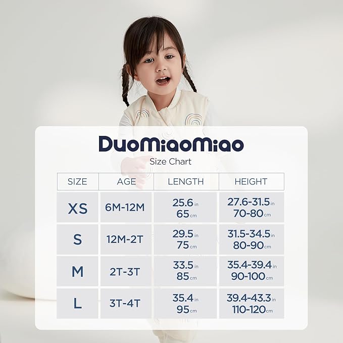 Duomiaomiao 0.5 TOG Toddler Sleep Sack 12-24 Months 100% Cotton Lightweight Baby Sleep Sack with Feet, Breathable Comfy Toddler Wearable Blanket
