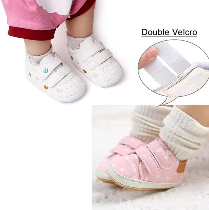 Clowora Baby Boys Girls Shoes Non-Slip Rubber Sole Sneakers Infant First Walking Toddler Crib Shoes Newborn Loafers Flats.