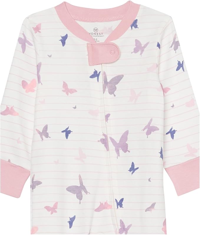 HonestBaby Sleep and Play Footed Pajamas One-Piece Sleeper Jumpsuit Zip-Front PJs 100% Organic Cotton for Baby Girls