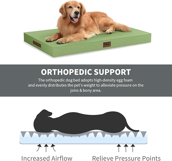 Outdoor Large Washable Dog Bed, Orthopedic Egg Crate Foam Dog Crate Mat - Image 3