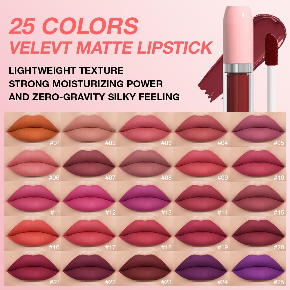 BINGBRUSH Super Matte Longwear No-Budge Stay On Smudge Proof Liquid Lipstick Long Lasting Makeup for Women,Highly Pigmented Color and Instant Shine, Cheeky
