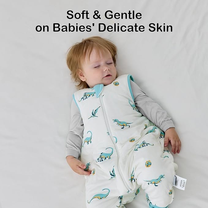 BubblePanda Rayon Made from Bamboo Toddler Sleep Sack with Feet 6-12 Months 1.0 Tog Ultra Soft Toddler Sleeping Sack Baby Sleep Bag Walker Quilted Wearable Blanket with Legs 2-Way Zipper Lightweight