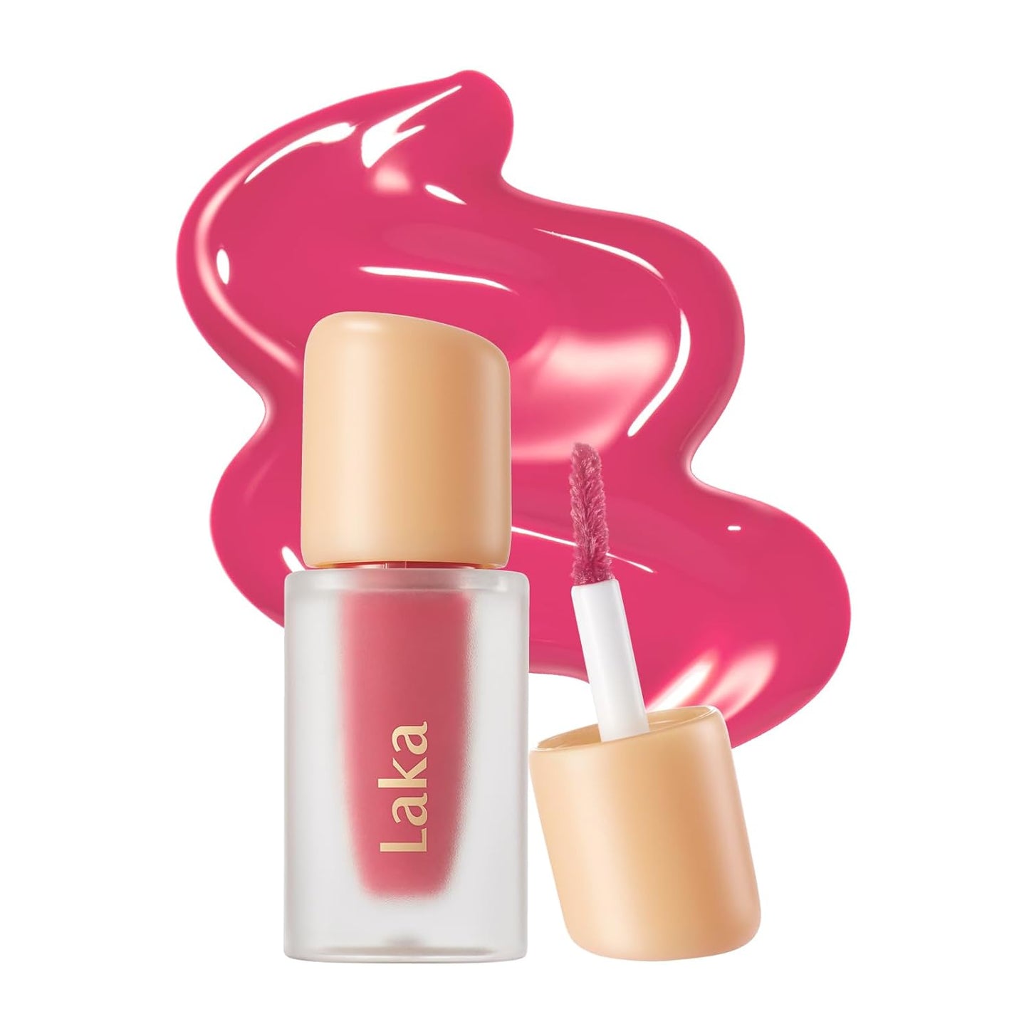 Laka Fruity Glam Lip Tint Mini, Glowing Lip Stain with Wide Color Spectrum, Hydrating & Lightweight Texture, Long-Lasting Bold Stain, Non-Sticky, Vegan, K-Beauty (#118 Adore)