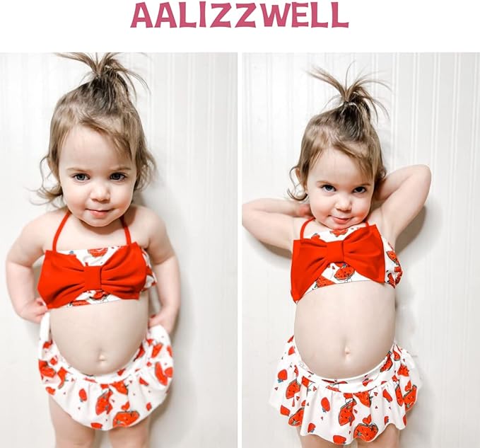 Aalizzwell Baby Girl 2-Piece Bikini Swimsuit with Hat