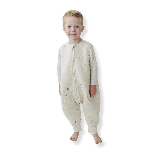 Tealbee Dreamsuit Toddler Sleep Sack with Feet – Walker Sleep Bag with Legs, Rayon made from Bamboo, All Season 1.2 TOG, 2-Way Zipper, 12m-2T - Moons&Stars