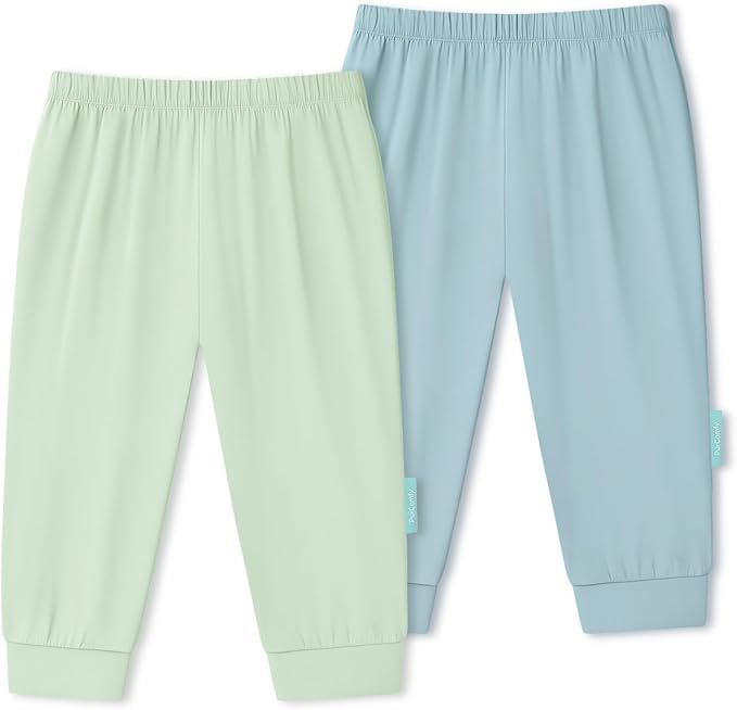 PurComfy Supersoft Baby Pants, 2-Pack Premium Bamboo Viscose Jogger Pants, Elastic Waist, Unisex 0-24 Months