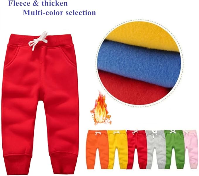 CuteOn Unisex Toddler Jogger Pants Kids Cotton Elastic Waist Winter Baby Sweatpants Pants 1-5Years