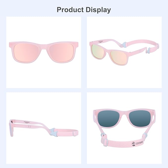 COCOSAND Flexible Baby Sunglasses with Strap Polarized UV Protection for Toddler Infant Newborn Boy Girl Age 0-24 Months