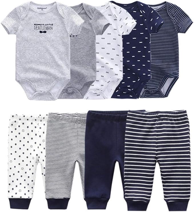 Baby Layette Set Baby Boys' 9-Piece Bodysuits Pants Set Toddler Girl Boy Unisex Baby Gift Sets