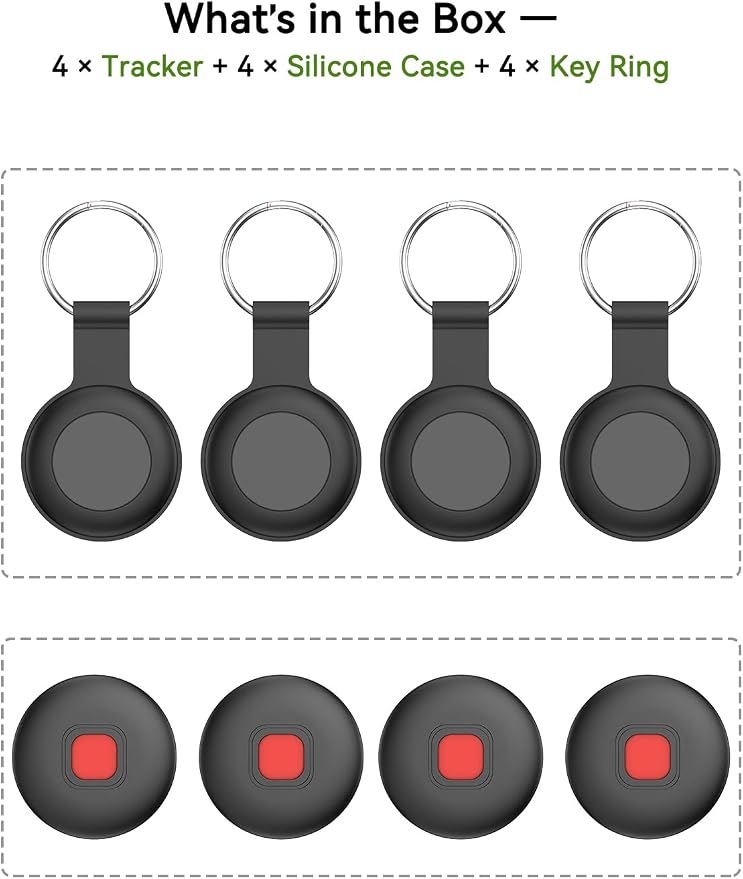 Air Tracker Tags for Android & iPhone, 4 Pack Anti-Lost Dog/Pet/Key Tracker Tags - Image 2