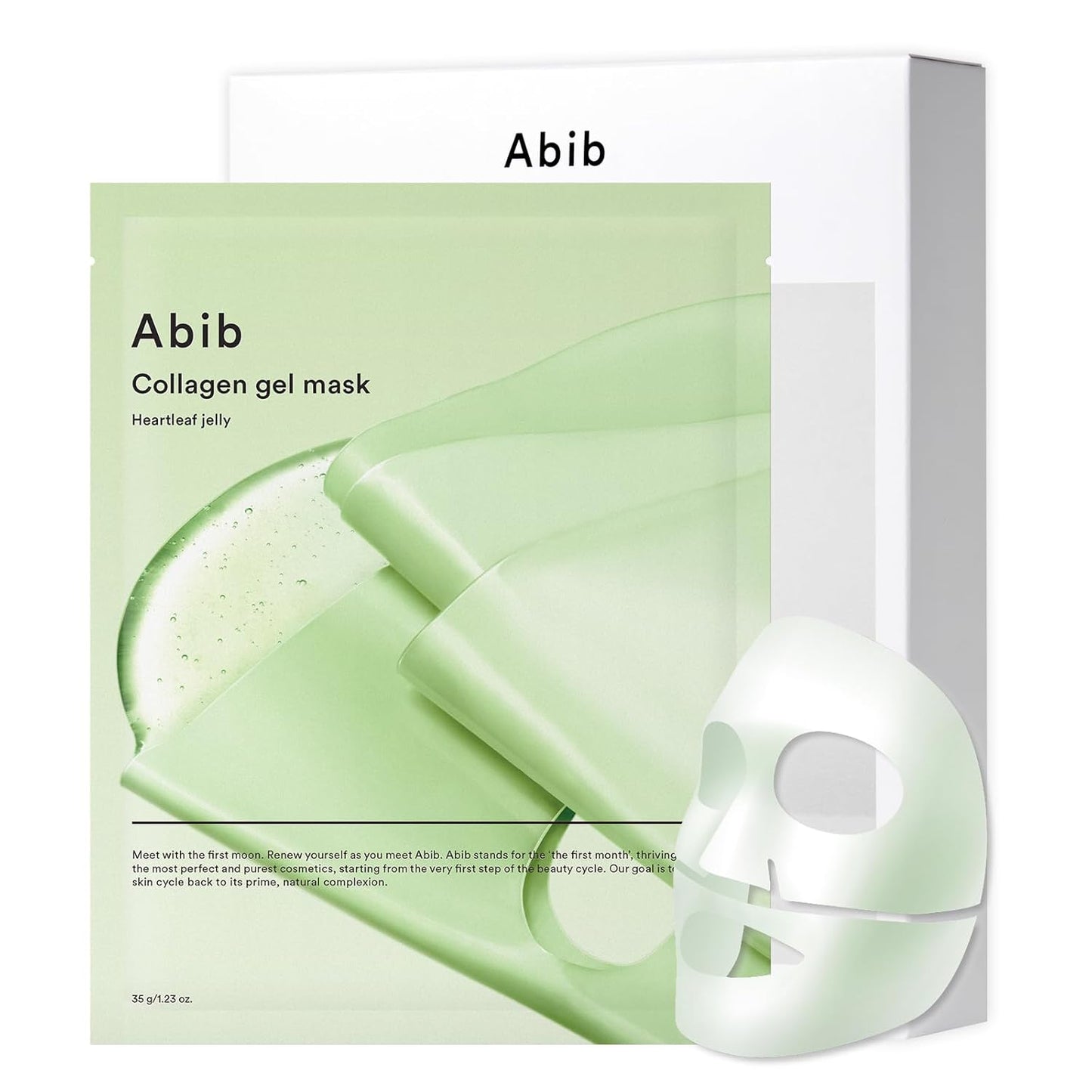Abib Collagen Gel Mask Heartleaf Jelly 10 Sheets (Soothing) I Korean Vegan Collagen, Cooling Calming Hyaluronic Acid Hydrogel Face Mask Skin Care