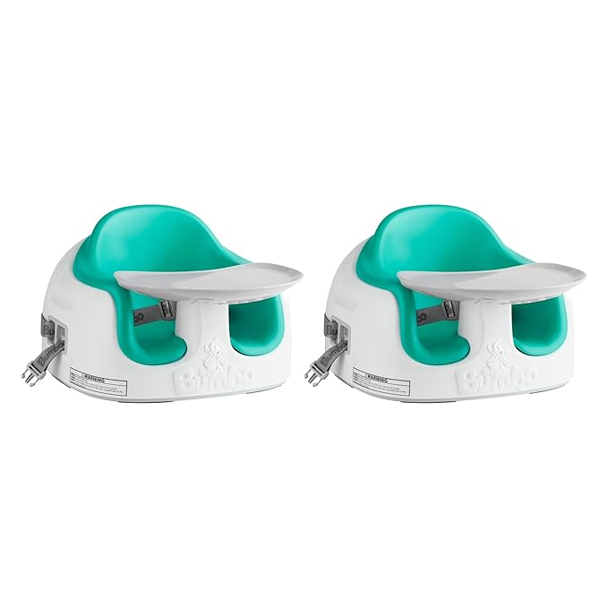Bumbo 2 Pack 3-in-1 Multi-Seat for 6 to 36 Months, Travel Baby Feeding and Play Floor Seat, All-in-One Portable Booster with Tray & Toddler High Chair, Aqua