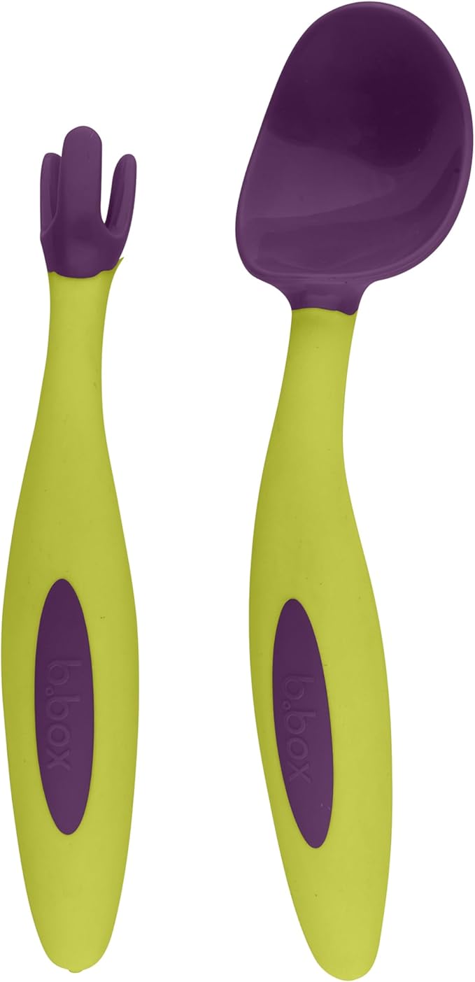 b.box Toddler Cutlery Set: Patented FLORK™ Designed Fork, Spoon & Travel Case, Easy Grip Handles, Dishwasher Safe, BPA Free (Passion Splash)
