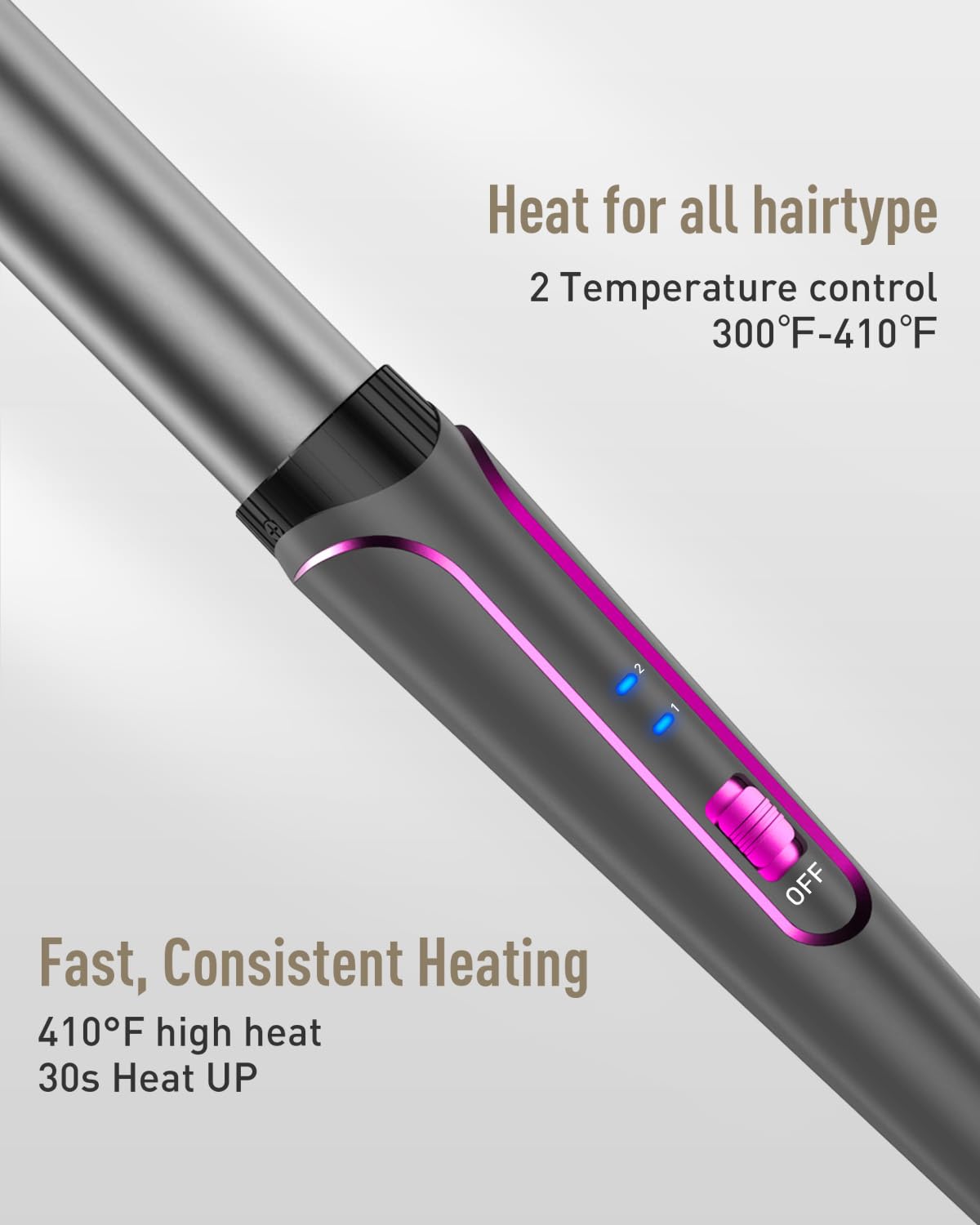 BESTOPE PRO 5 in 1 Curling Wand Set - 3 Barrel Hair Crimper, Fast Heating Ceramic Curling Iron - Gray