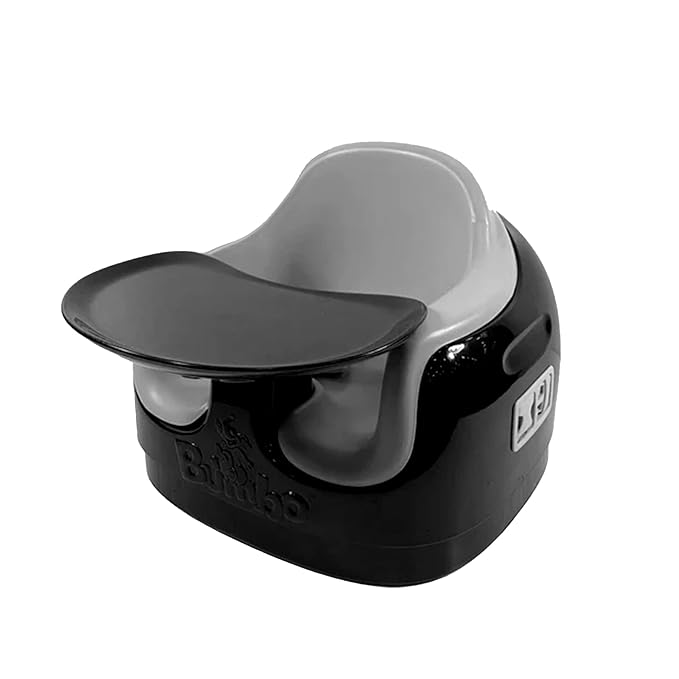 Bumbo 2 Pack 3-in-1 Multi-Seat for 6 to 36 Months, Travel Baby Feeding and Play Floor Seat, All-in-One Portable Booster with Tray & Toddler High Chair, Black/Cool Grey