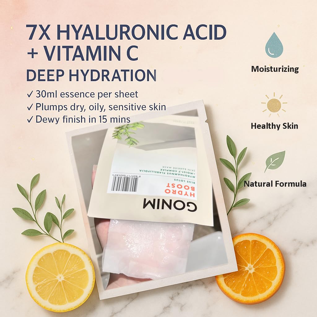 Face Mask Korean Skin Care with Hyaluronic Acid & Collagen Activation- Face Masks Skincare Hydration, Anti Aging & Moisturizing Sheet Mask for All Skin Korean Face Mask 10 Sheets