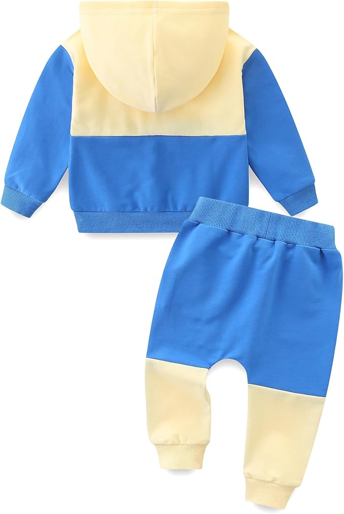 Baby Boy Outfits Short Long Sleeve Pants Clothes Set Spring Summer Hooded Patchwork Sweatshirt