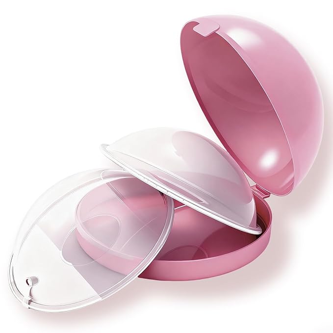 Breast Shells with Plugs, Milk Saver, Nursing Cups, Nursing Moms to Ease Nipple Pain, BPA-Free and Reusable, Protect Sore Nipples for Breastfeeding (Pink, 2 Count))