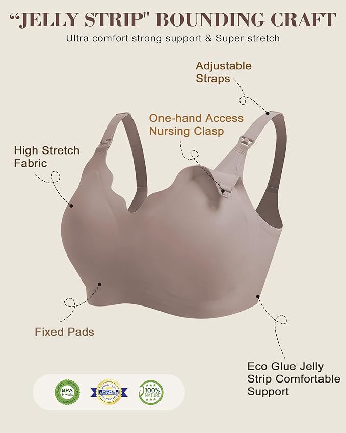 As Fairy Wireless Seamless Pumping Bra Hands Free Nursing Bra Wirefree Comfort Wearable Breast Pump Brass