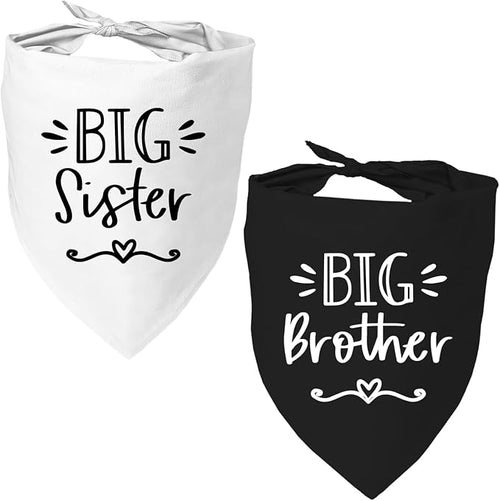 2 Pack Big Sister Big Brother Dog Bandanas, Adjustable Pet Bandana by Mixrowa