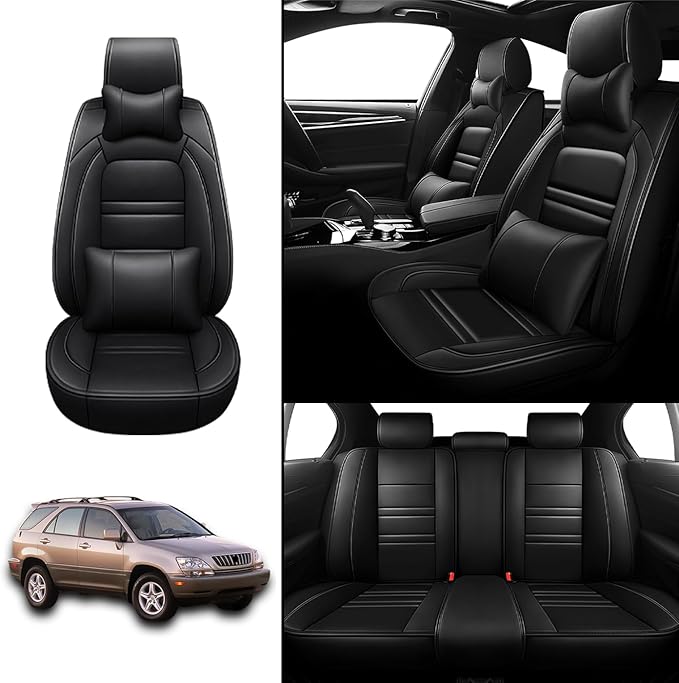 Car Seat Covers for Lexus Car rx300 1999-2003 | 5-Seats Seat Covers, Waterproof Seat Protectors, Automotive Seat Covers (Full Set with Pillow,Black)