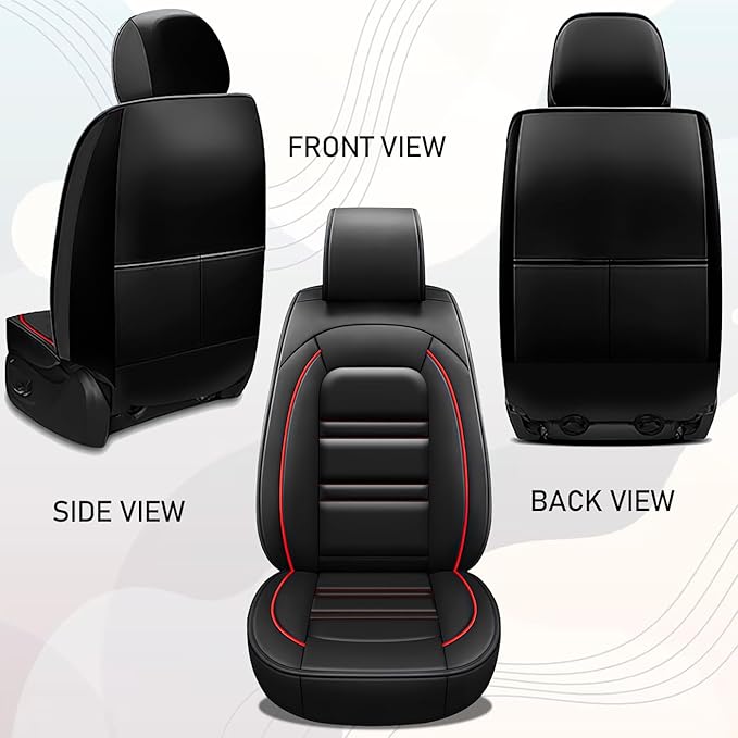 Seat Cover for Ford Transit 2014-2024 | Car Seat Covers Front Seats, Waterproof Seat Protectors, Automotive Front Seat Covers (Front Seat, Black&Red Line)