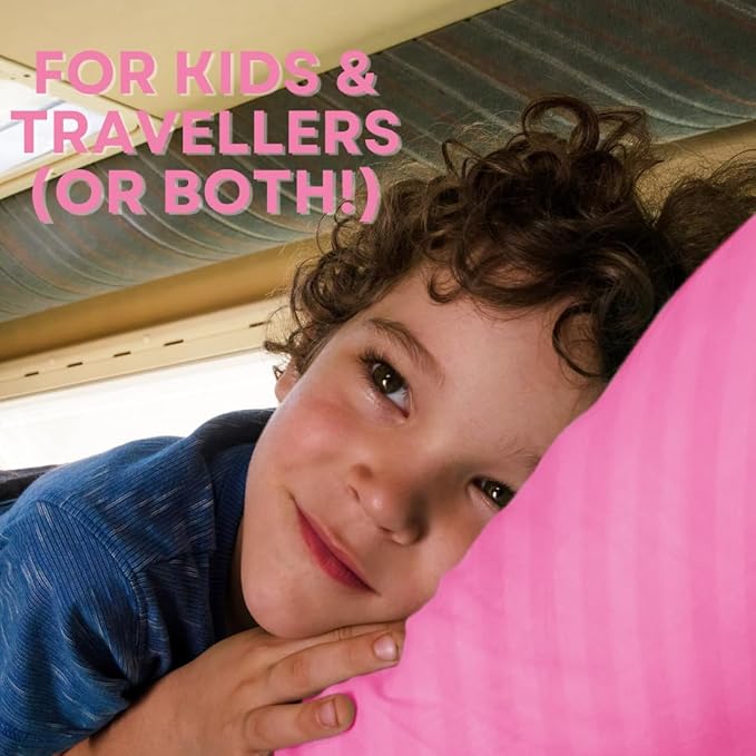 kinder Fluff Children Pillows (2X) - The Only Twin Pillows for Kids 300T Cotton Shell & Down Alternative Fill - Ideal for Travel, Bedding Set & Floor Cushions (16x24in - Pink)