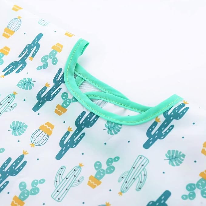 PandaEar 5 Pack Long Sleeve Bibs| Waterproof Full Bib with Sleeves for Babies Infant Toddler 6-24 Months| Mess Proof Baby Smock for Eating| Baby Apron for Feeding