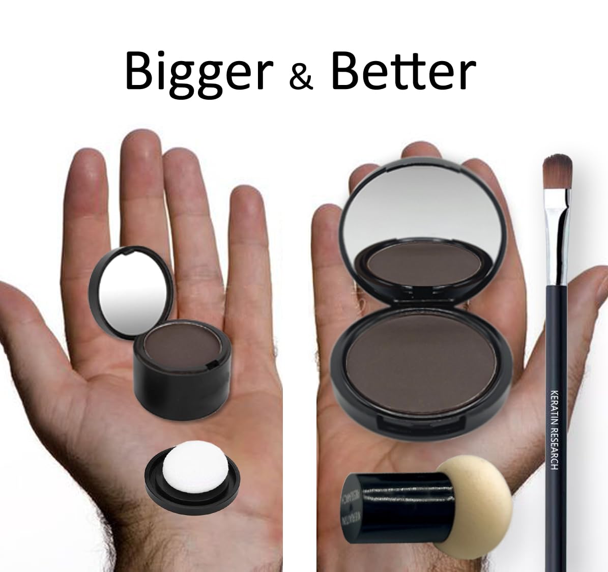 KERATIN RESEARCH Hairline Filler Unisex Mineral Powder Root Touch-Up Hair loss Concealer Scalp & Beard Bald Patch Coverage Fibers for Thinning Hair Waterproof Organic Natural look (BLACK, XL)